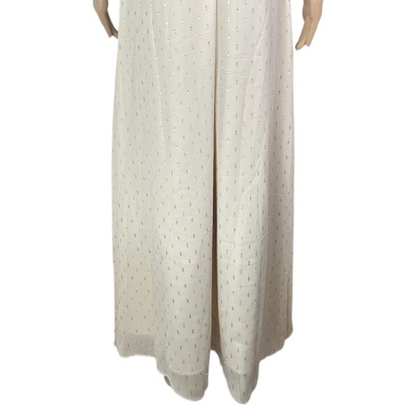 New ModCloth Illuminated Elegance Ivory Metallic Chiffon Maxi Dress - Picture 8 of 12